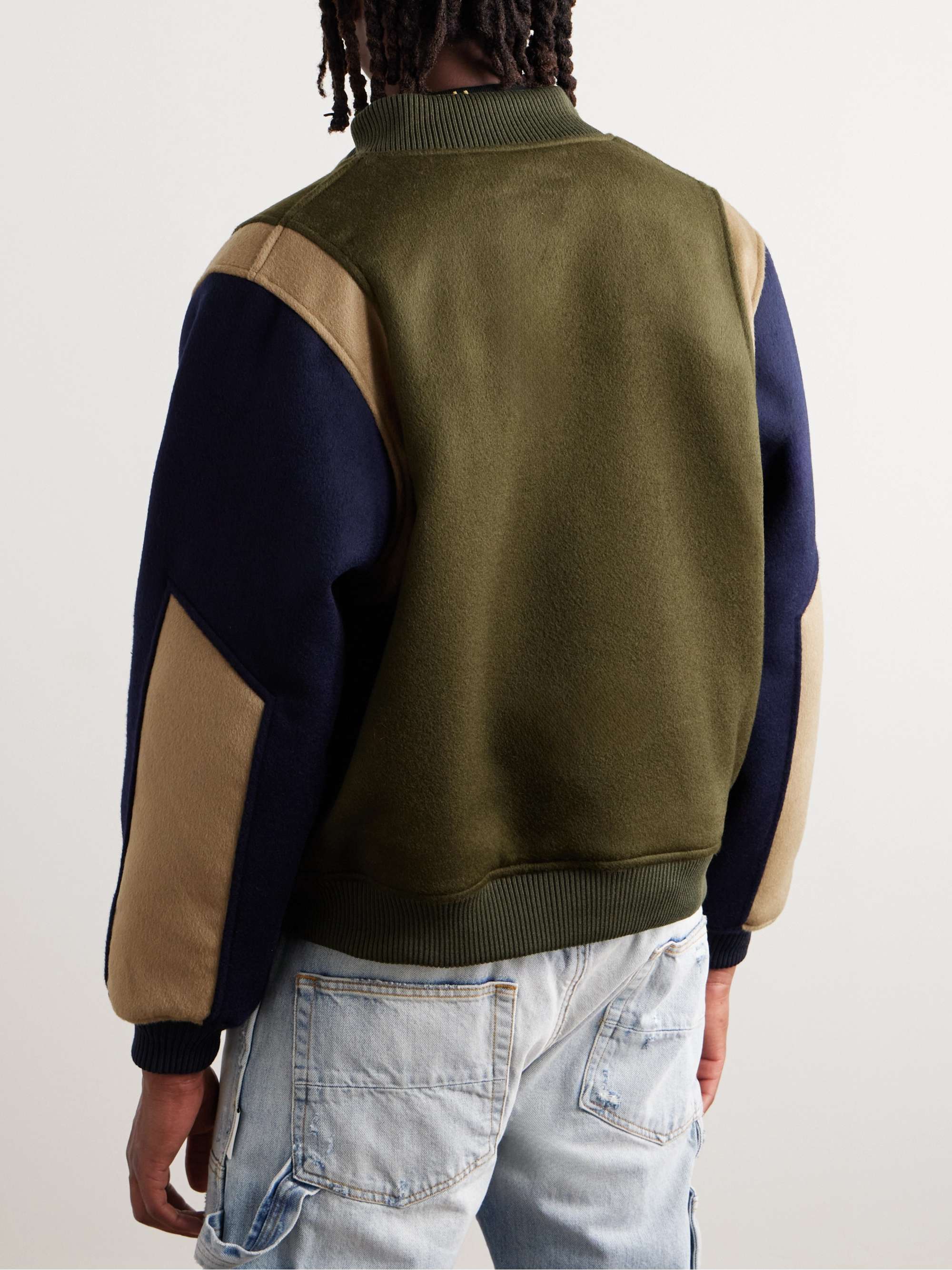 RHUDE + Lamborghini Embroidered Wool-Blend Flannel Varsity Jacket for ...