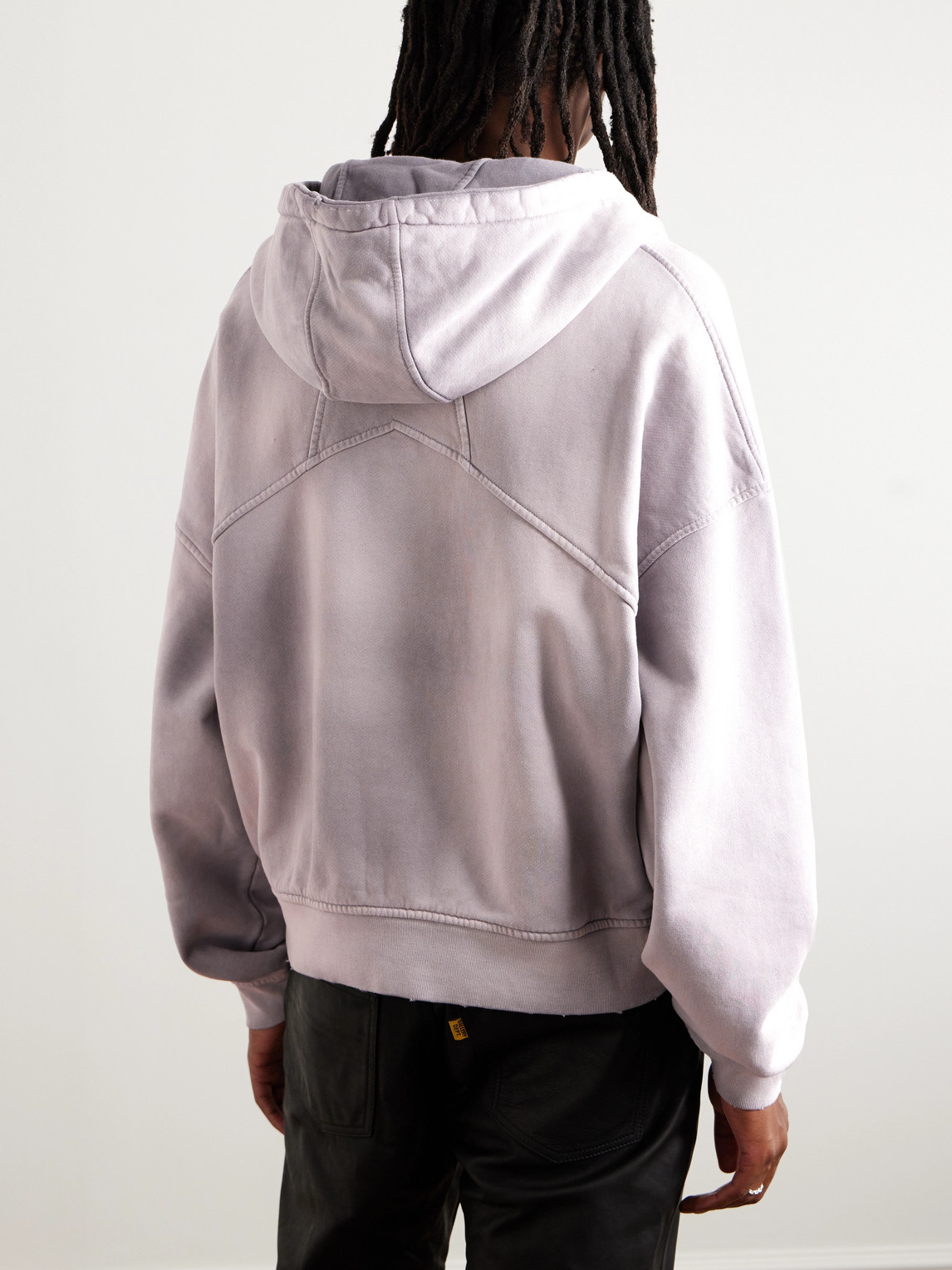 Shop Rhude Lamborghini Logo-embroidered Distressed Cotton And Lyocell-blend Jersey Hoodie In Gray