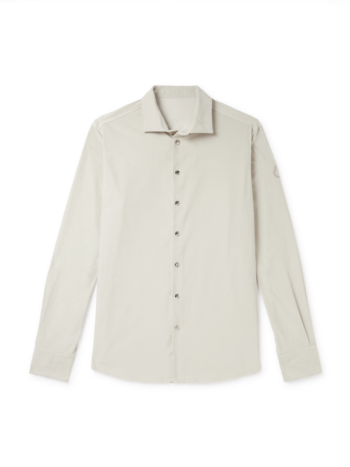 Moncler Logo-embroidered Cotton-corduroy Shirt Jacket In Neutrals