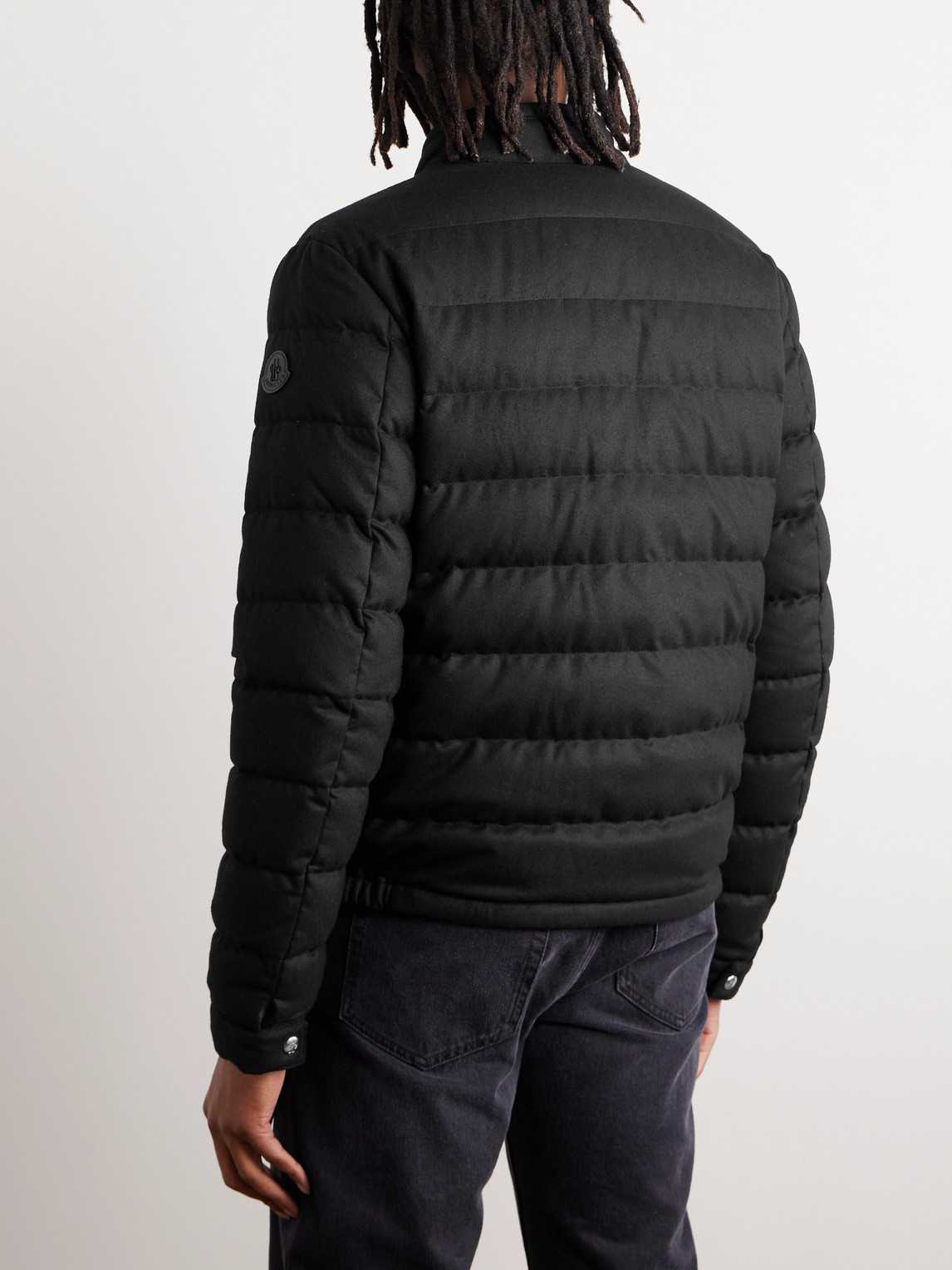 Shop Moncler Acorus Quilted Nylon And Cashmere-blend Down Zip-up Jacket In Black