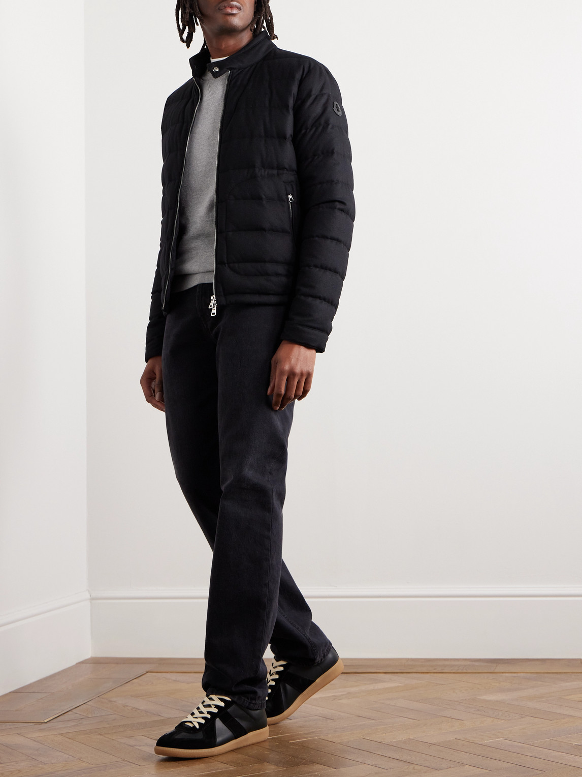 Shop Moncler Acorus Quilted Nylon And Cashmere-blend Down Zip-up Jacket In Black