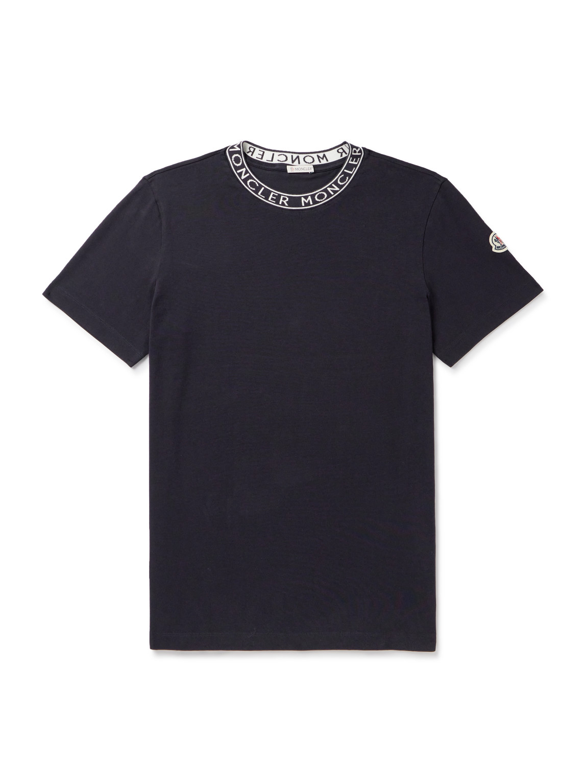 Moncler Slim-fit Logo-jacquard Cotton-jersey T-shirt In Black