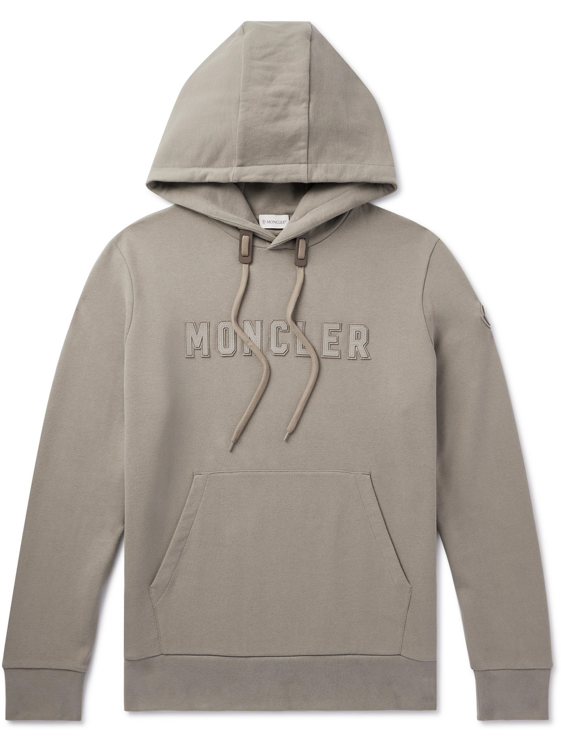 Moncler Logo-appliquéd Cotton-jersey Hoodie In Brown