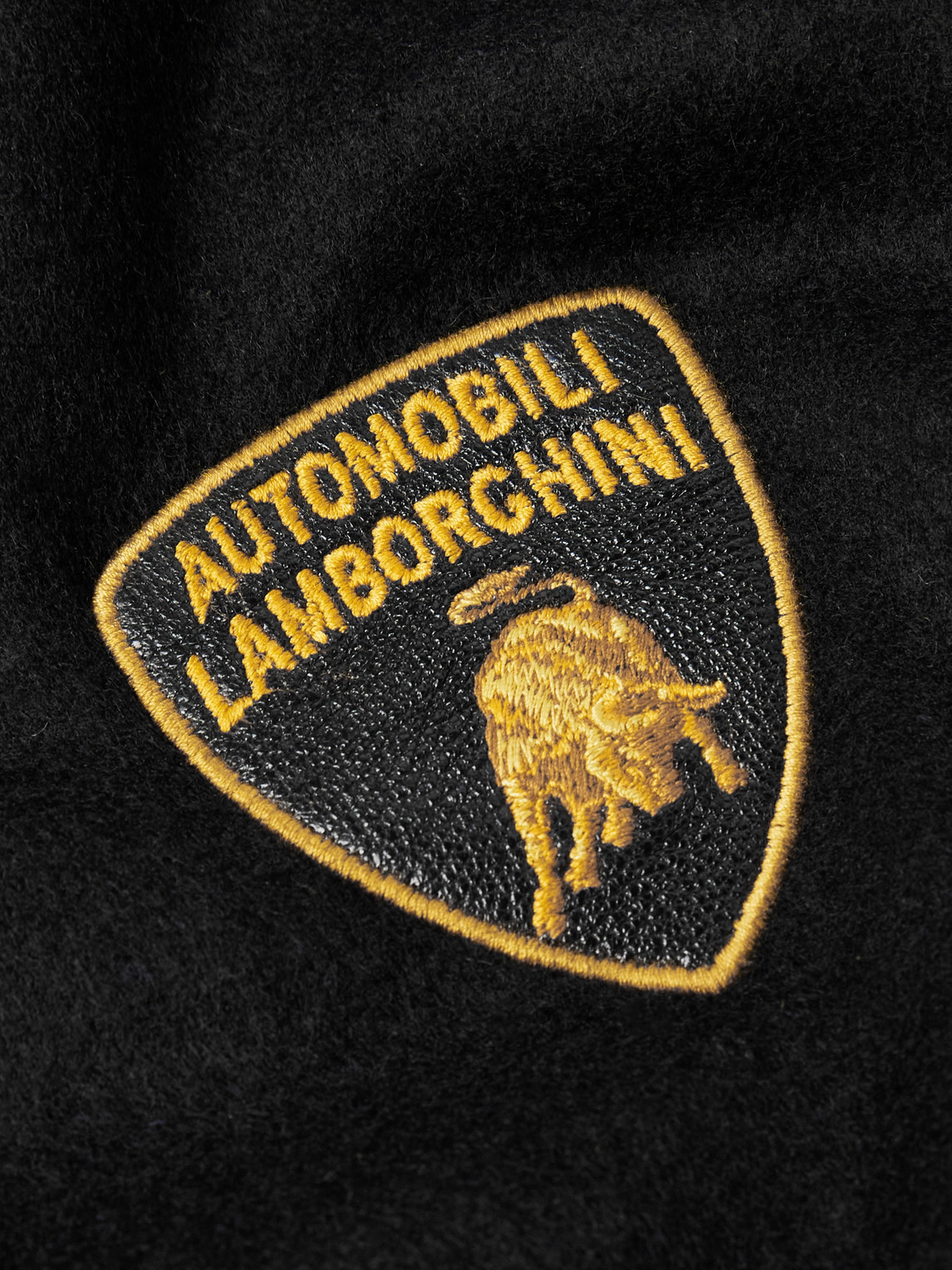 Shop Rhude Lamborghini Logo-appliquéd Wool Bomber Jacket In Black