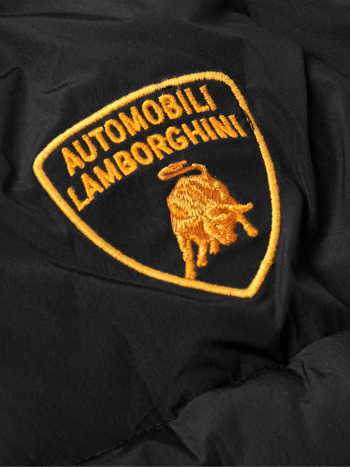 Shop Rhude Lamborghini Logo-embroidered Nylon Hooded Padded Jacket In Black