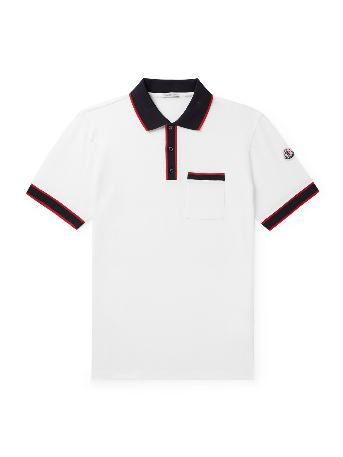 Moncler Logo-appliquéd Cotton-piqué Polo Shirt In White