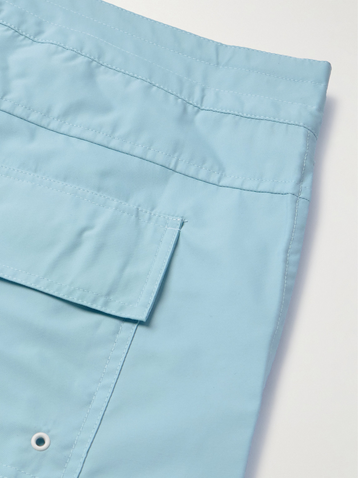 Shop Thom Browne Straight-leg Long-length Logo-appliquéd Striped Swim Shorts In Blue