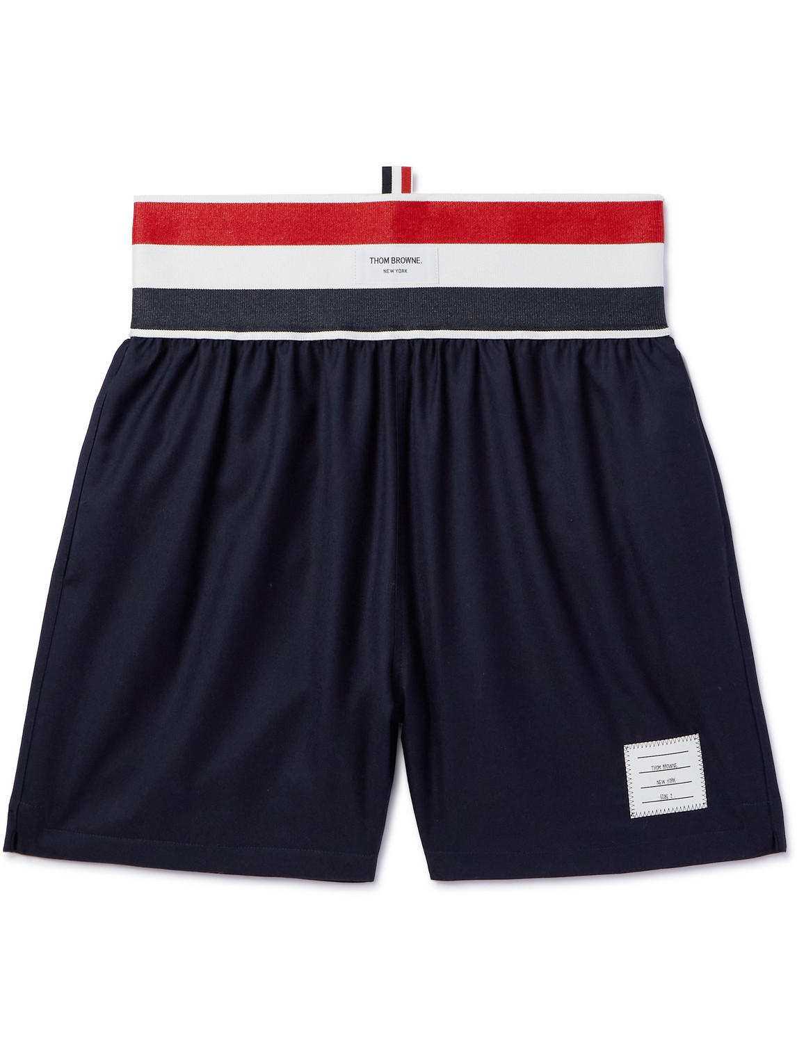 Thom Browne Striped Wool Shorts In Blue