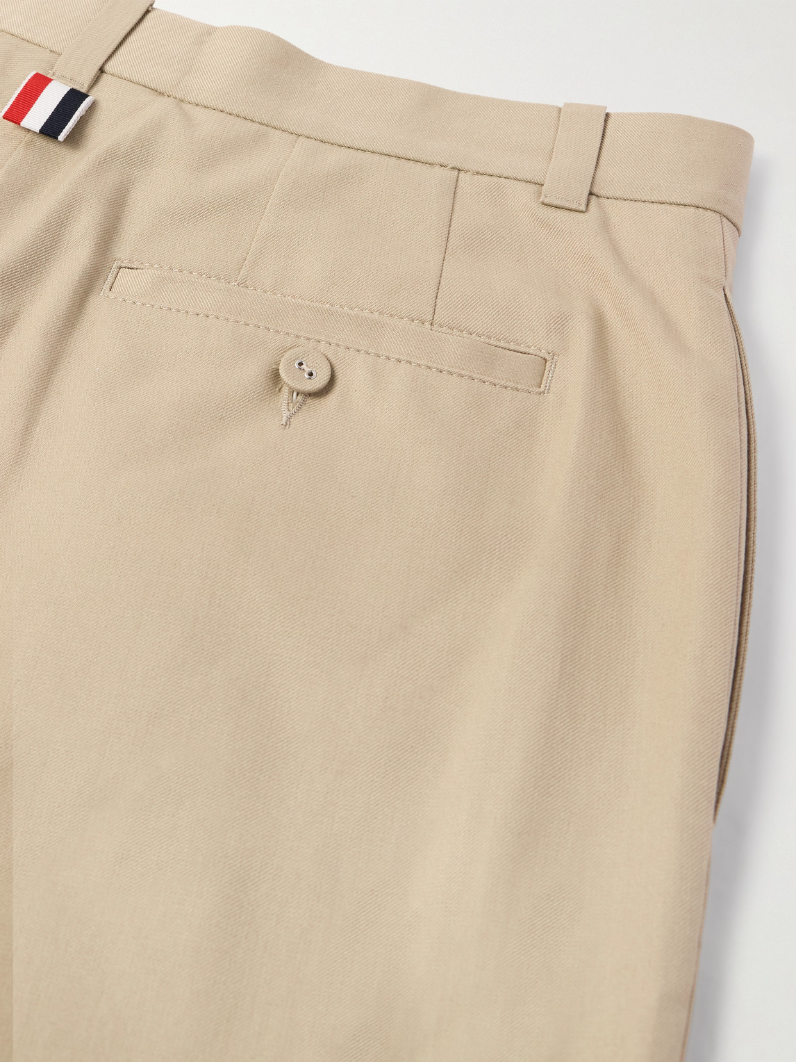 Shop Thom Browne Straight-leg Cropped Striped Cotton-twill Trousers In Neutrals