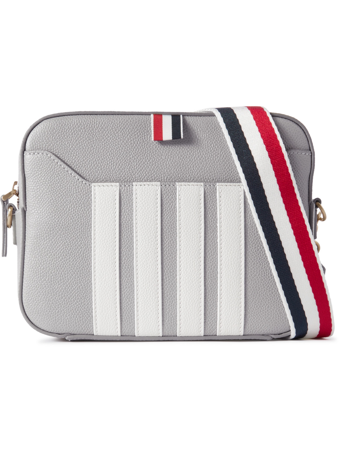 Small Striped Pebble-Grain Leather Messenger Bag