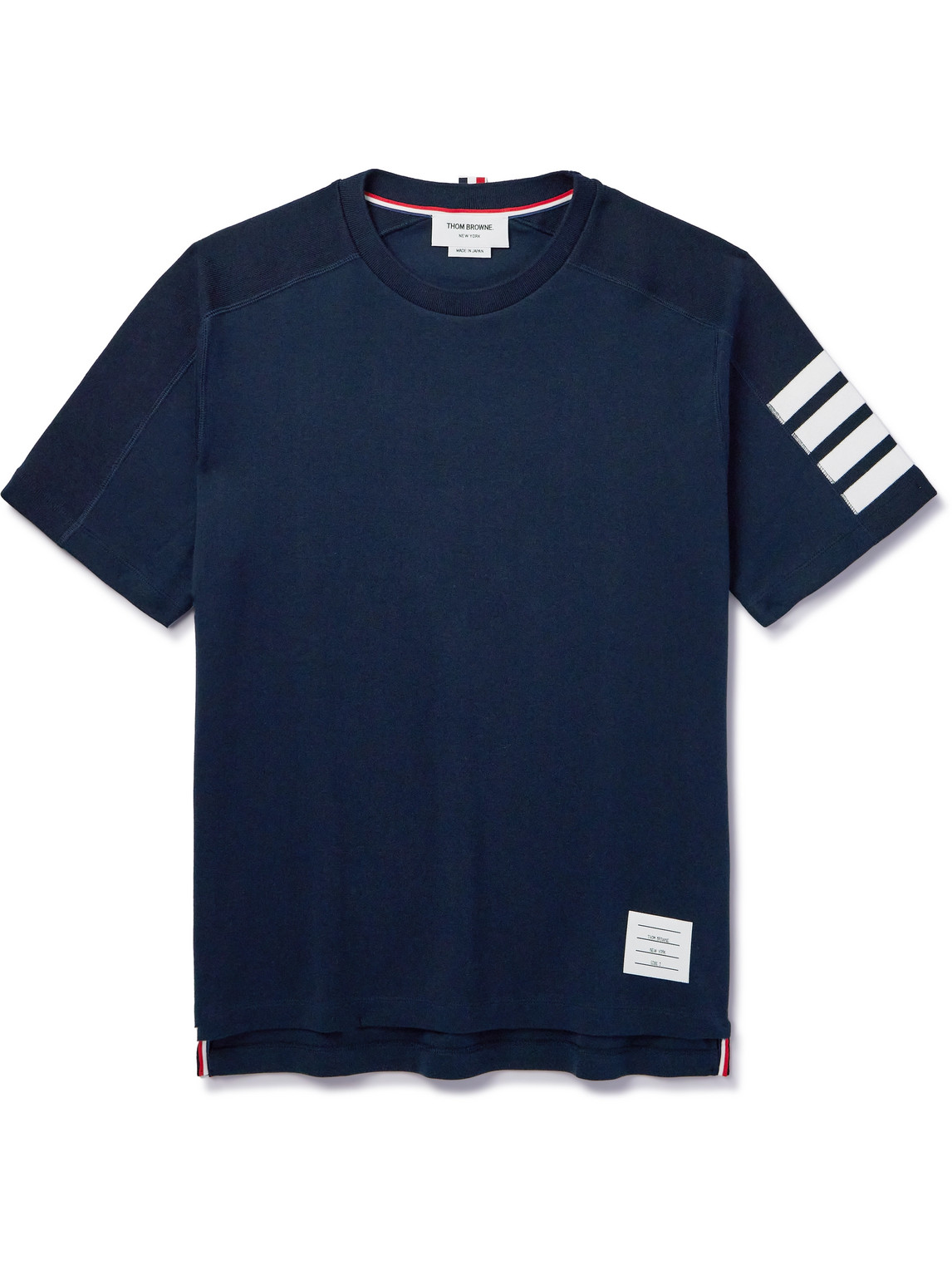 Thom Browne Striped Cotton-jersey T-shirt In Blue