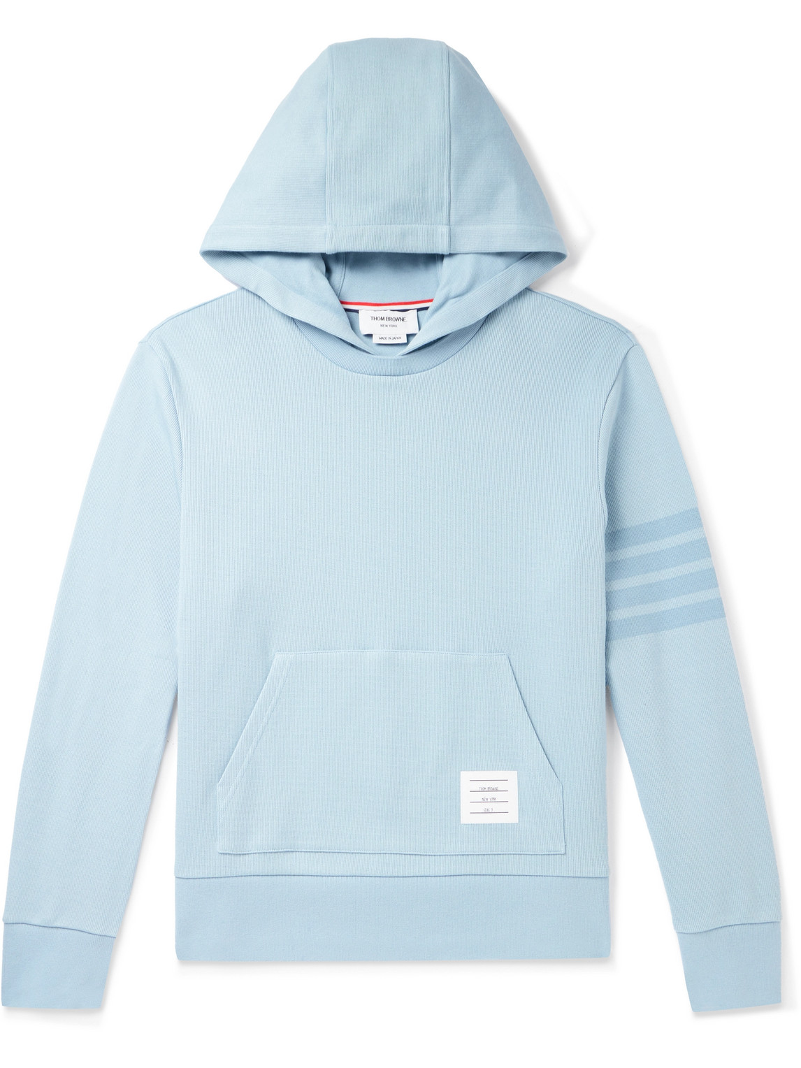 Thom Browne Striped Ribbed Cotton Hoodie In Blue