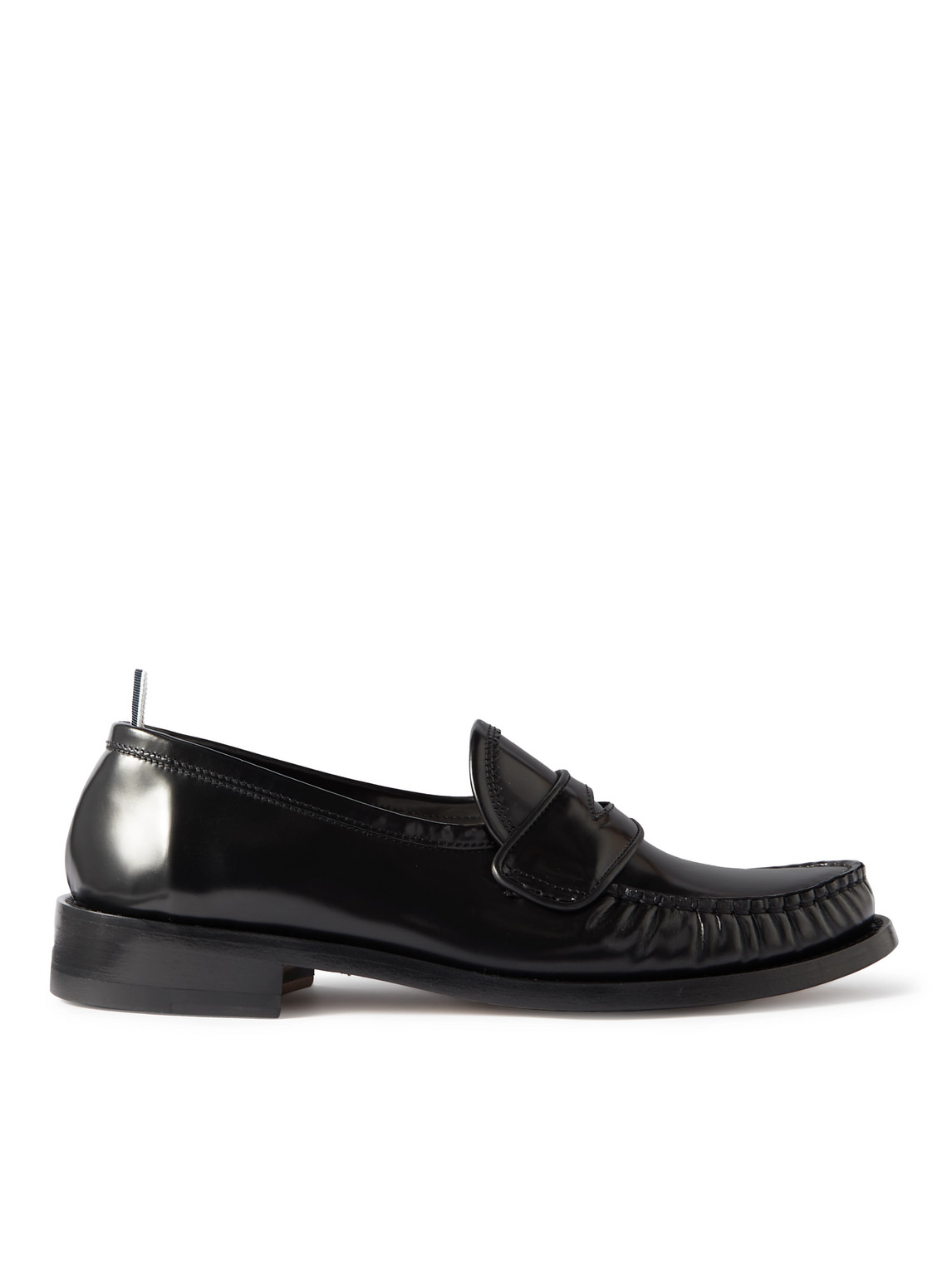 Shop Thom Browne Varsity Patent-leather Penny Loafers In Black