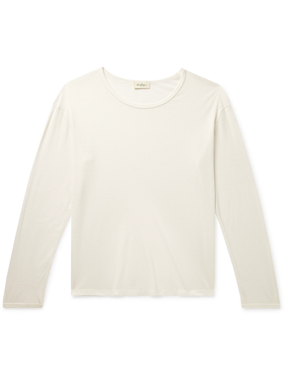 Second / Layer Throwing Fits Dias Cortas Ribbed Tencel™ And Wool-blend Jersey T-shirt In White