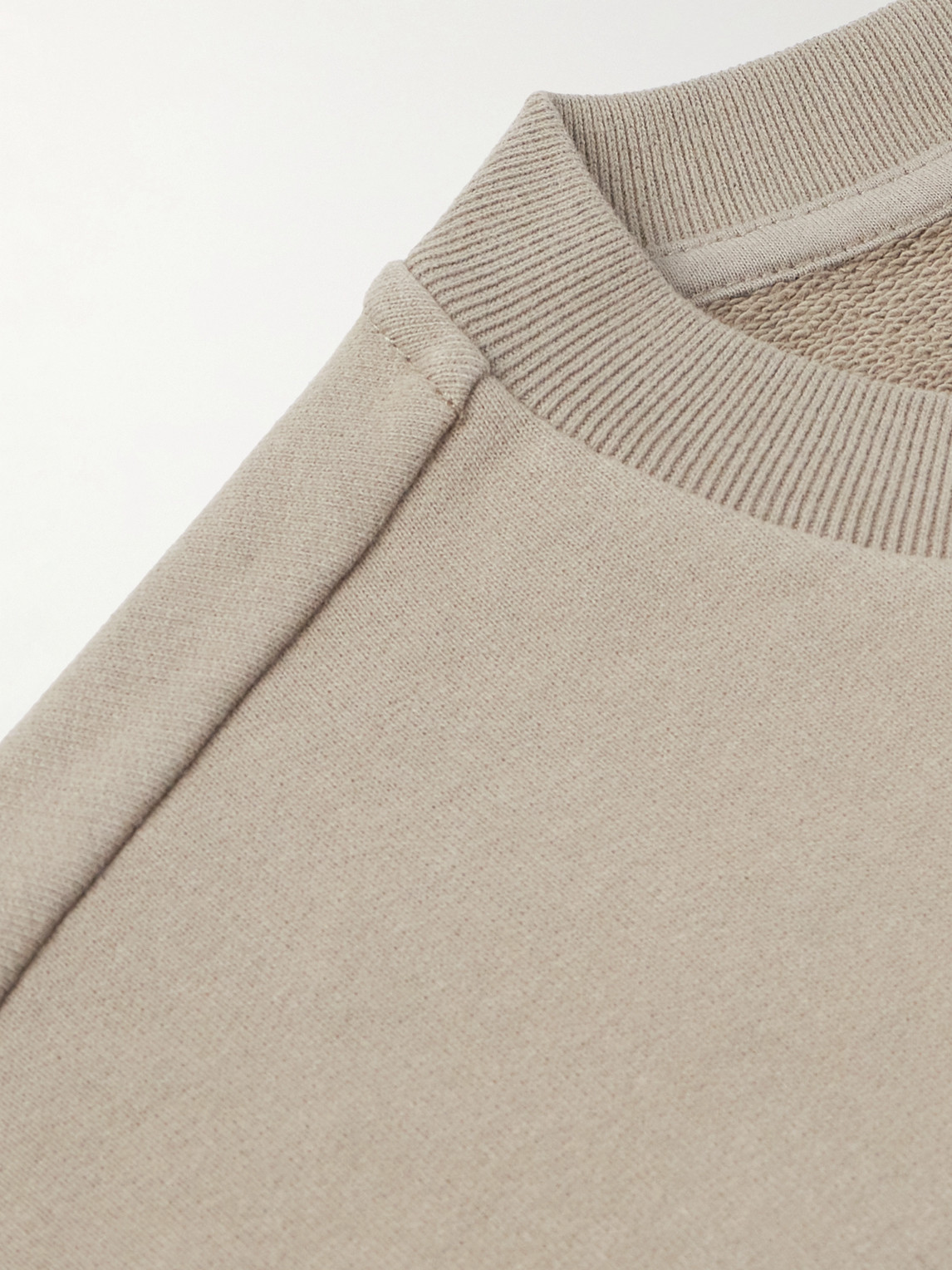 Moncler Logo-embroidered Cotton-jersey Sweatshirt In Neutrals