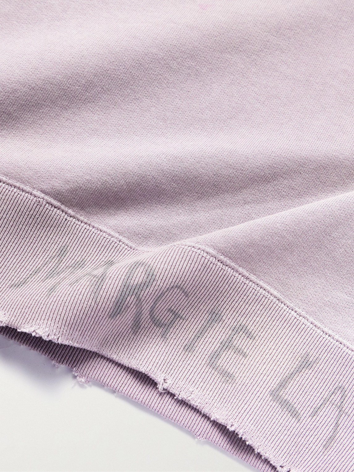Shop Maison Margiela Logo-print Distressed Cotton-jersey Sweatshirt In Purple