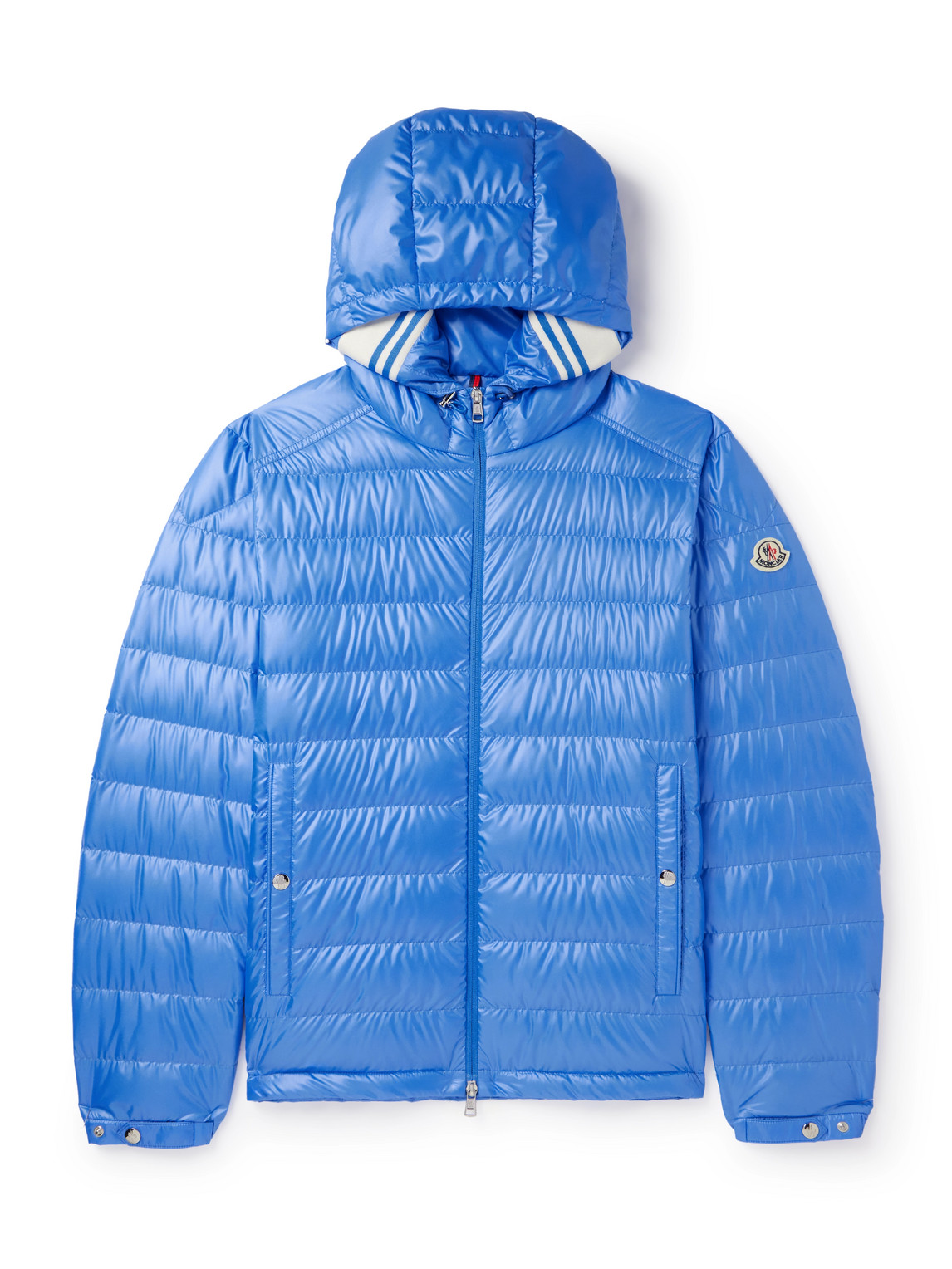 Moncler Logo-appliquéd Quilted Shell Hooded Down Jacket In Blue