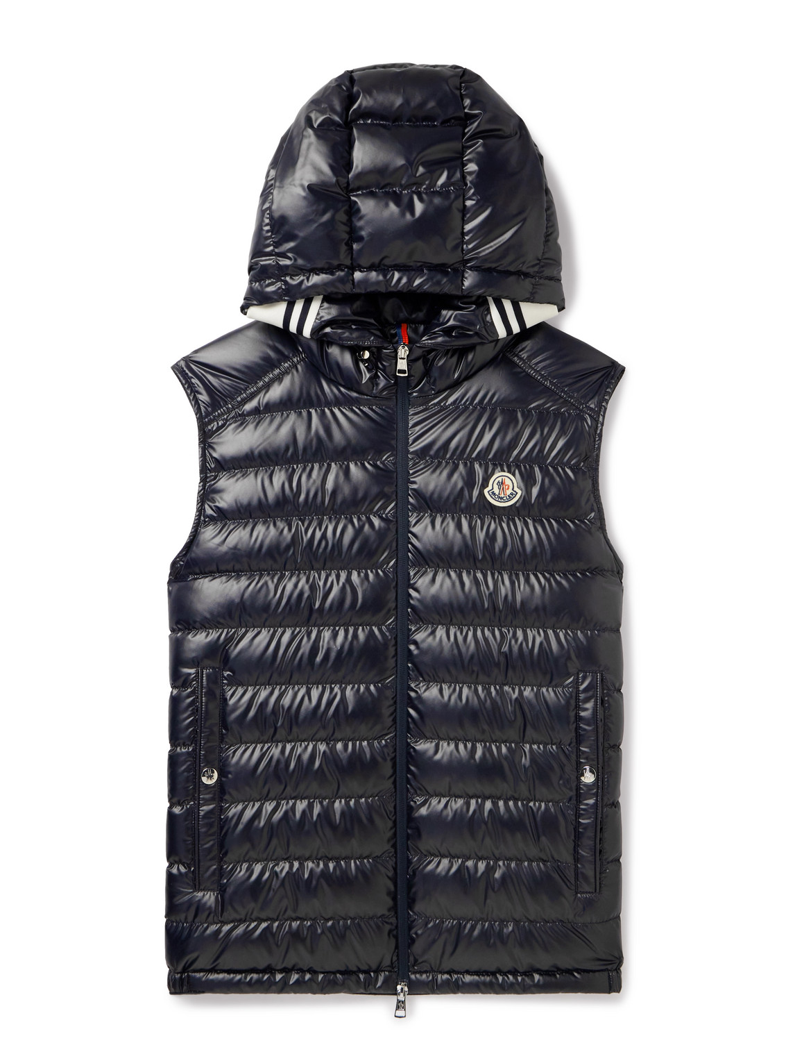 Moncler Clai Logo-detailed Webbing-trimmed Quilted Shell Hooded Down Gilet In Black