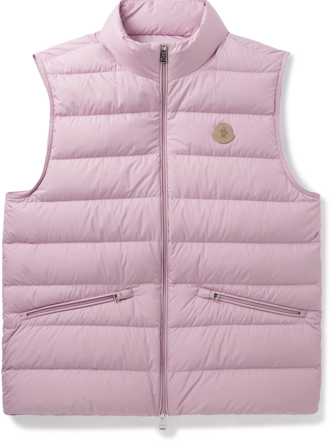 Moncler Logo-appliquéd Quilted Shell Down Gilet In Pink