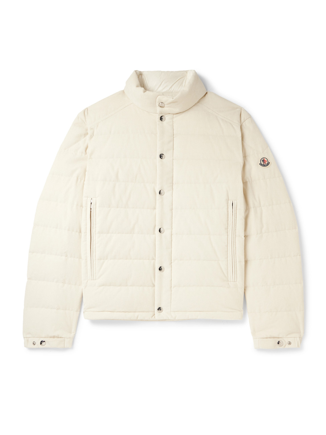 Moncler Logo-appliquéd Quilted Cotton-corduroy Jacket In Neutrals