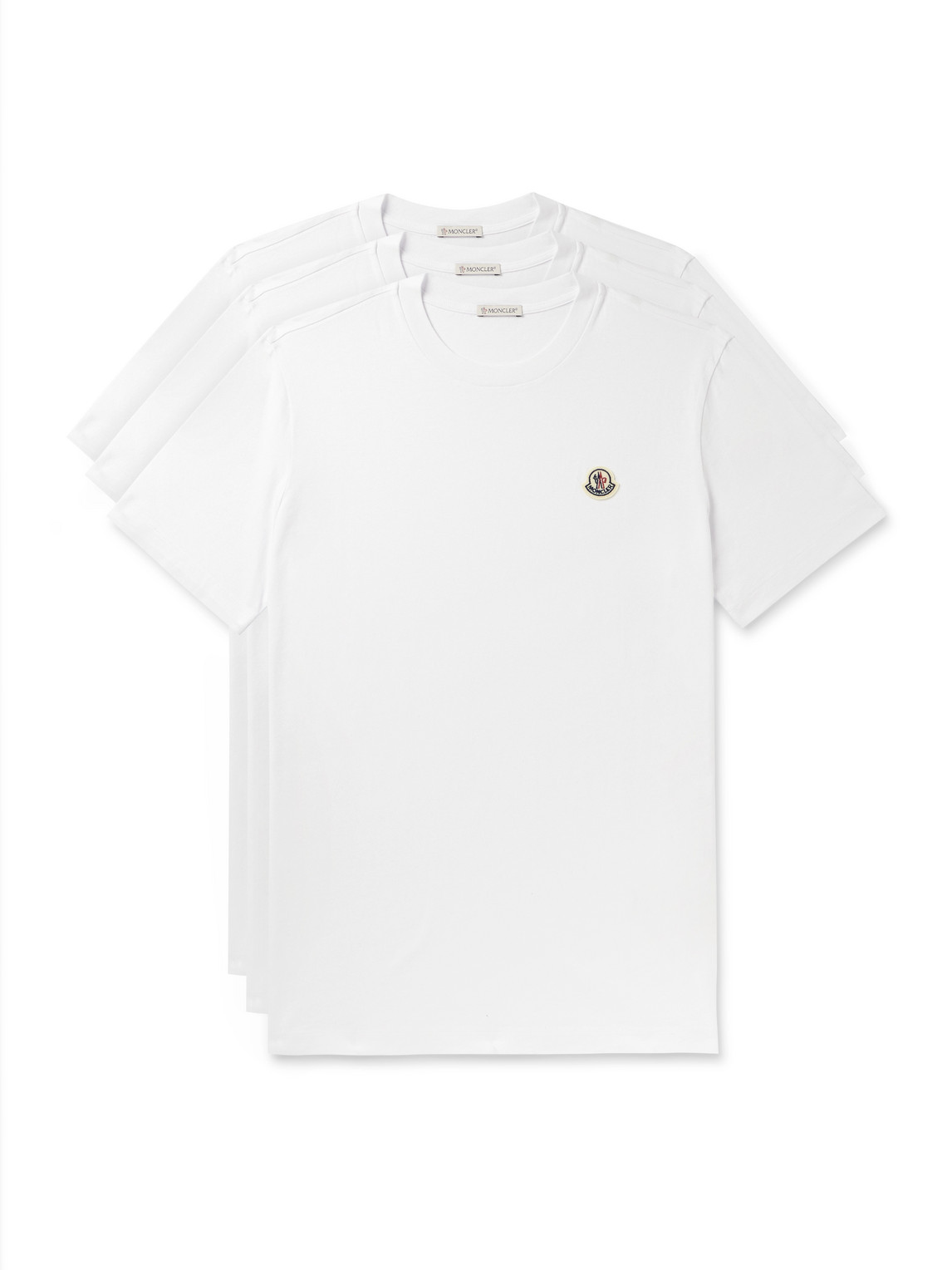 Moncler Three-pack Logo-appliquéd Cotton-jersey T-shirts In White