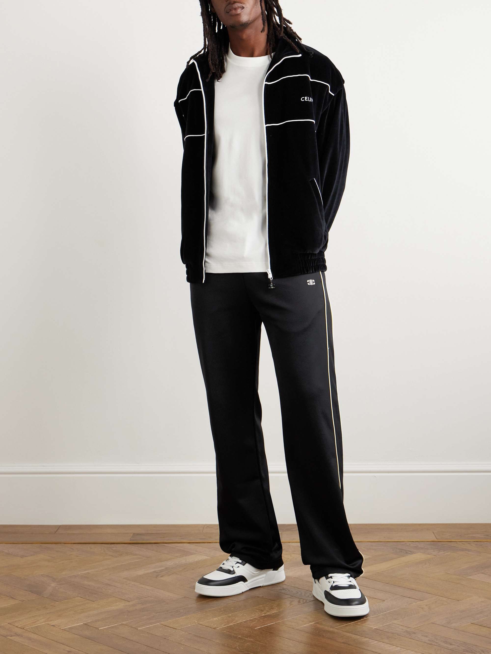 CELINE HOMME Straight-Leg Logo-Embroidered Jersey Sweatpants for Men