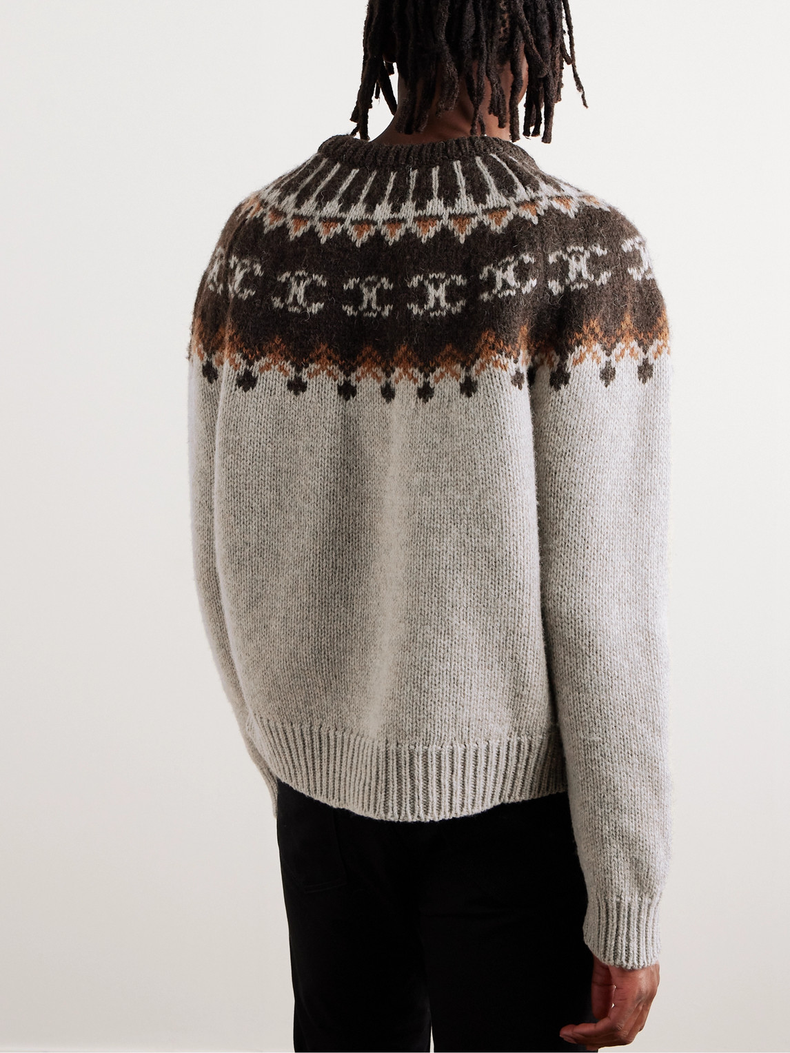 Celine Fair Isle Wool Sweater In Gray