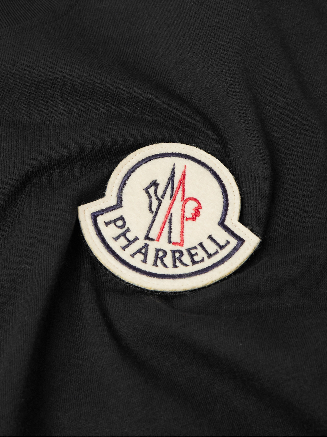 Shop Moncler Genius Pharrell Williams Logo-appliquéd Cotton-jersey T-shirt In Black