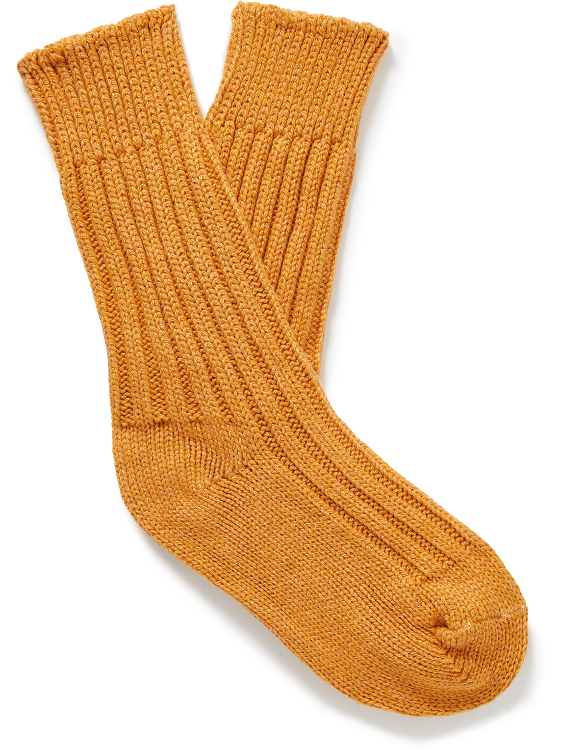 The Elder Statesman Yosemite Ribbed Cashmere Socks In Orange