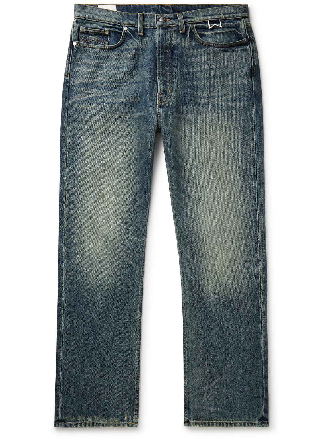 Rhude Straight-leg Distressed Jeans In Blue