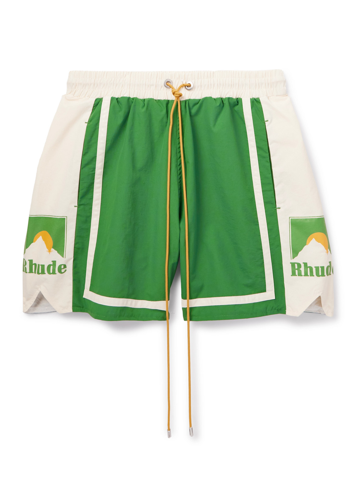 Shop Rhude Moonlight Straight-leg Mid-length Printed Swim Shorts In Green