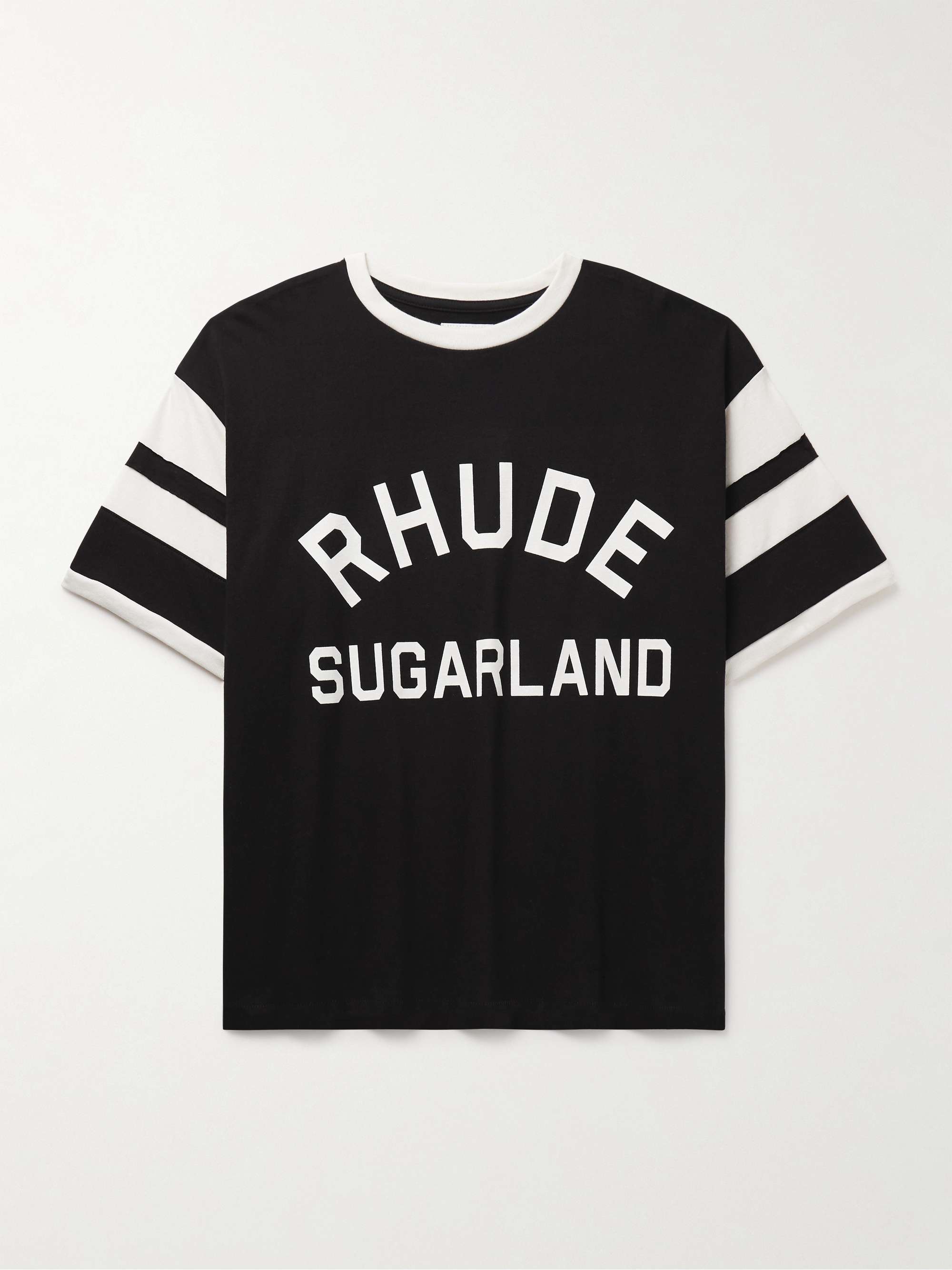 RHUDE Sugarland Logo-Print Striped Cotton-Jersey T-Shirt for Men | MR PORTER