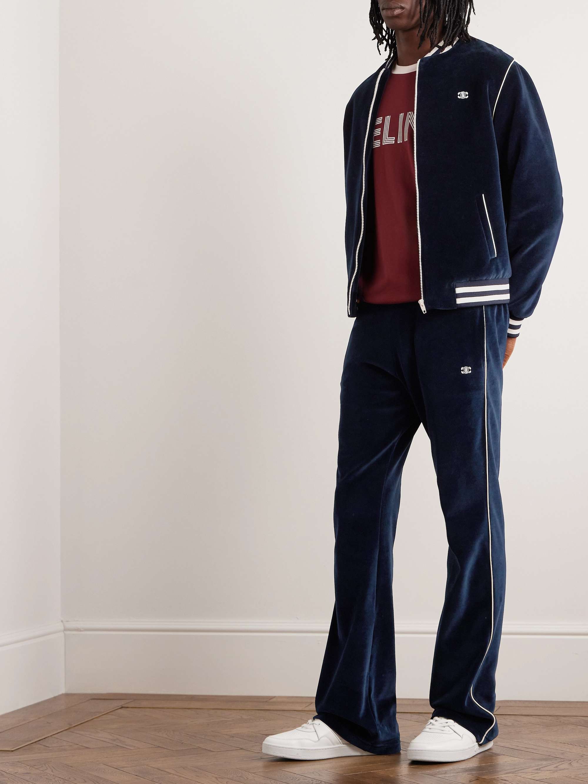 Striped sales varsity jacket