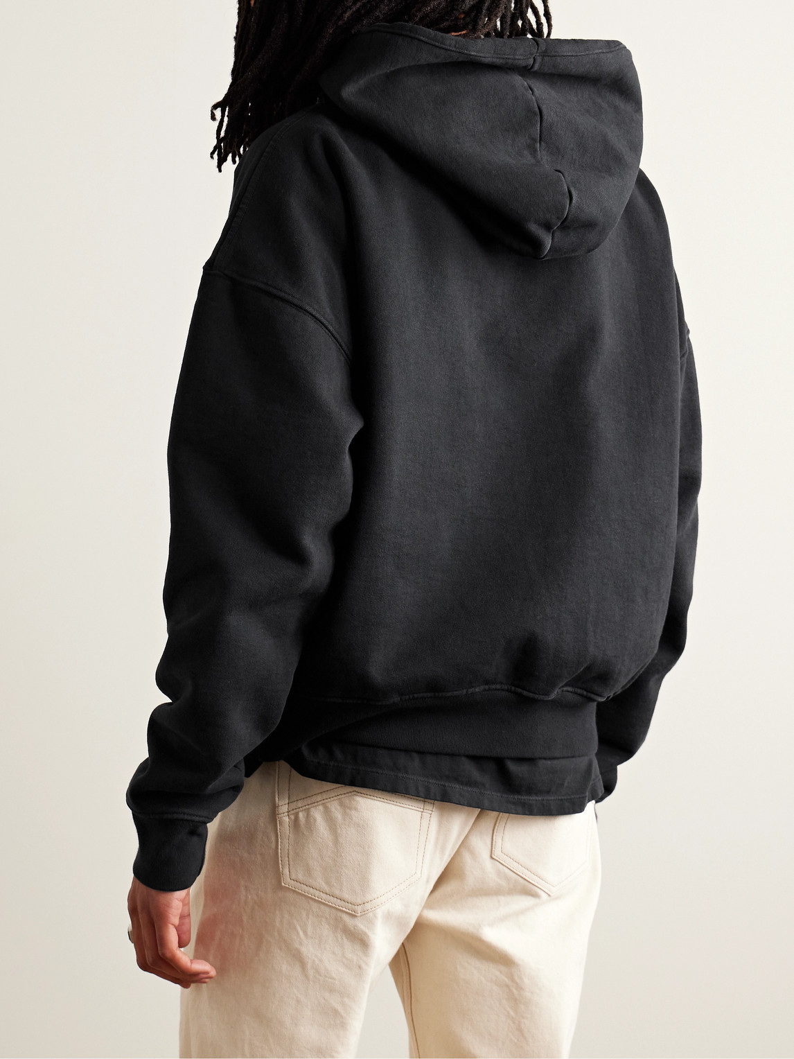 Shop Rhude Riviera Logo-print Cotton-jersey Hoodie In Black