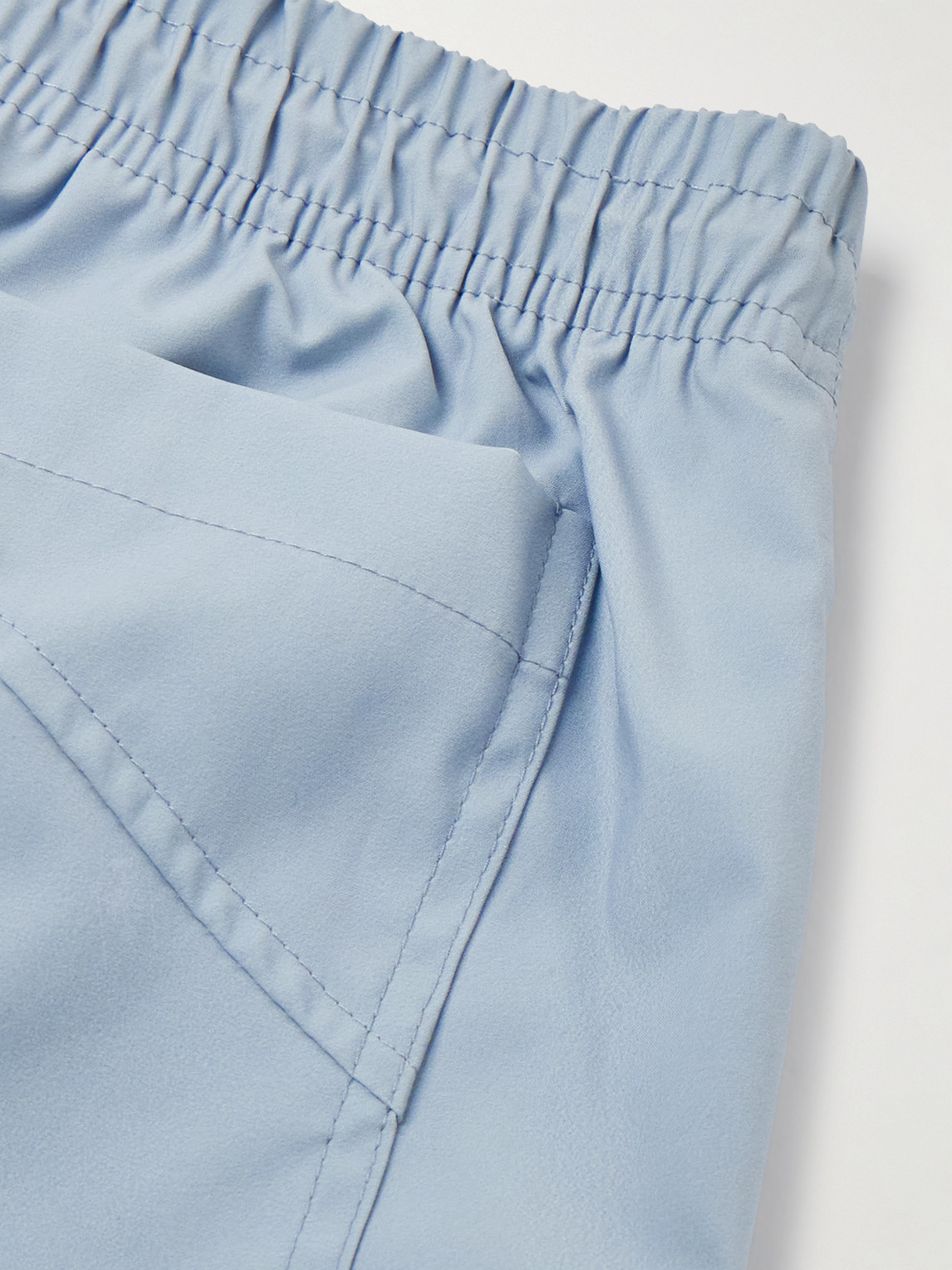 Shop Rhude Straight-leg Mid-length Logo-embroidered Swim Shorts In Blue