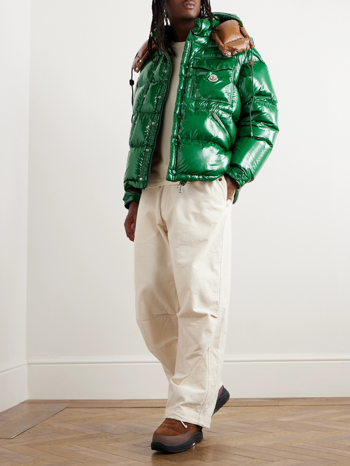 Moncler Karakorum Brand-embroidered Padded Regular-fit Shell-down Jacket In Green