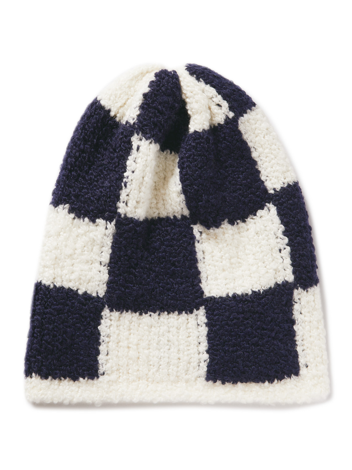 Checked Cashmere and Silk-Blend Bouclé Beanie