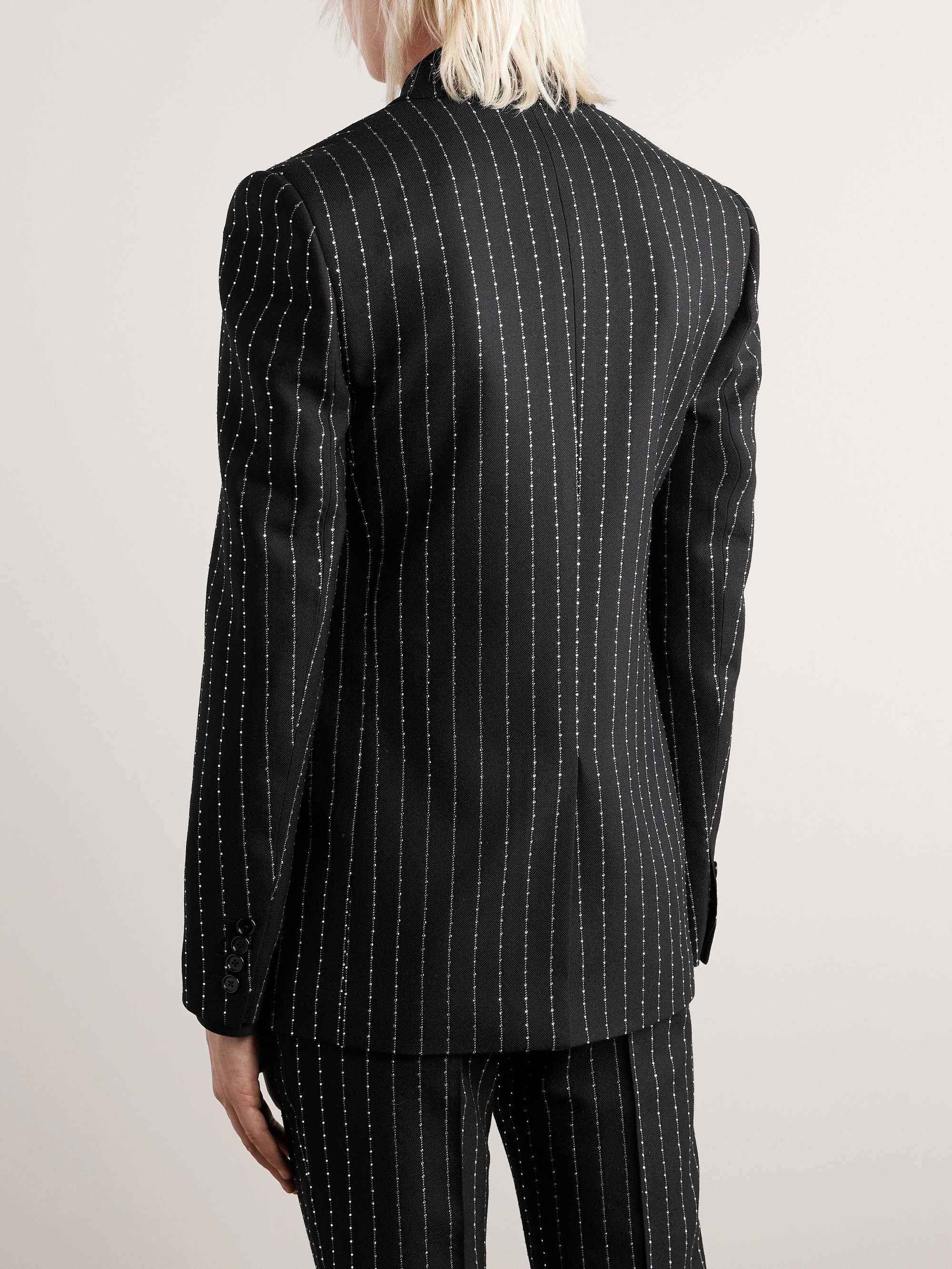 CELINE HOMME Slim-Fit Pinstriped Crystal-Embellished Wool-Twill Suit ...