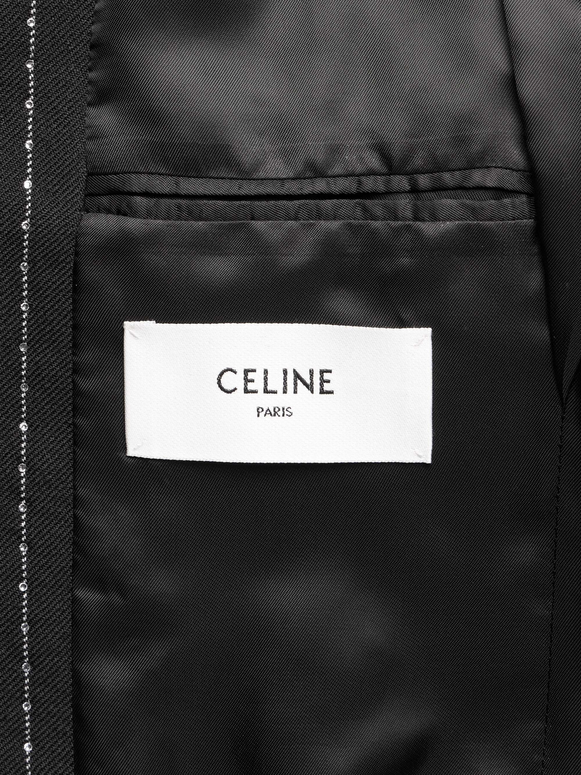 CELINE HOMME Slim-Fit Pinstriped Crystal-Embellished Wool-Twill Suit ...