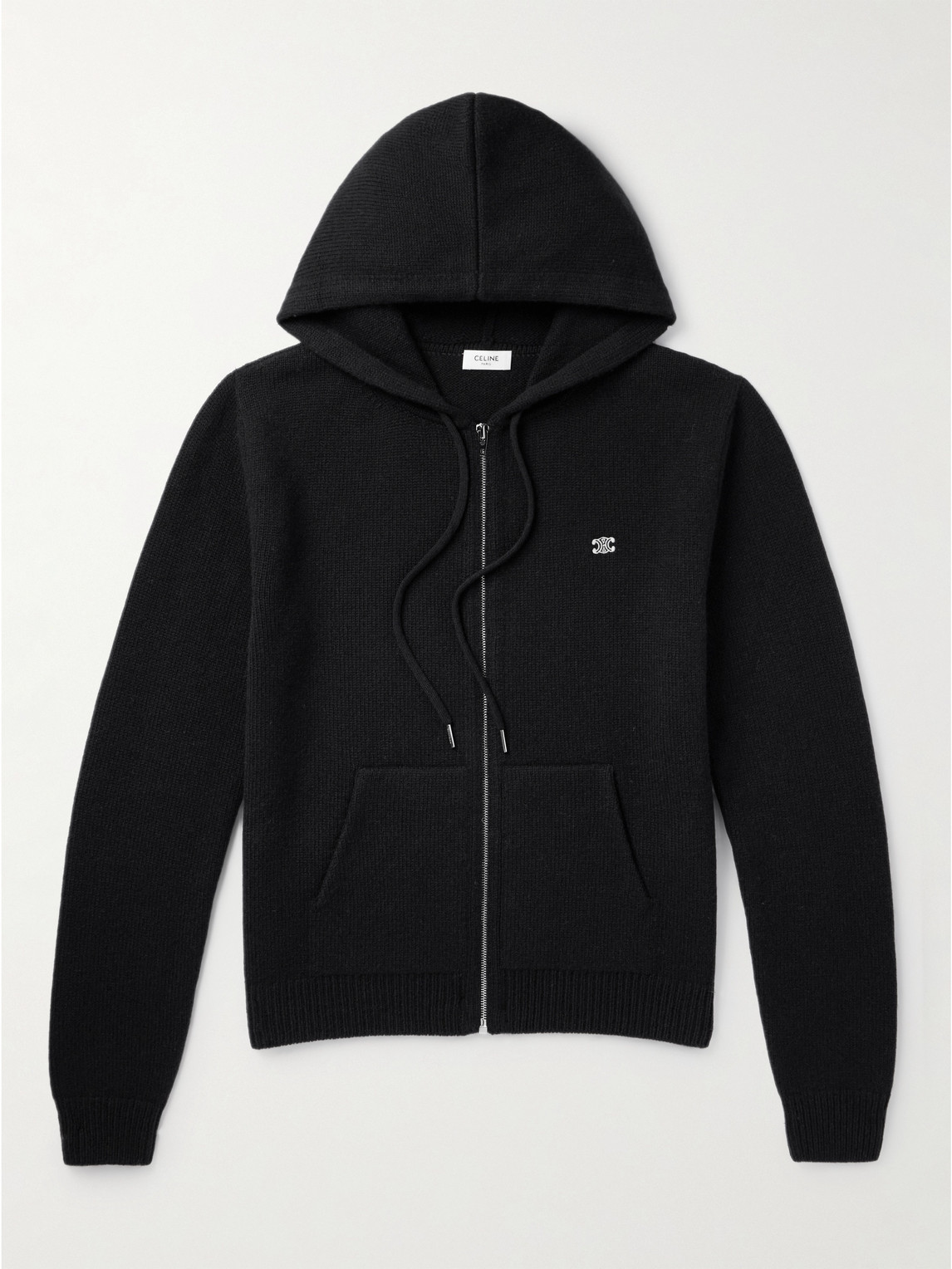 Logo-Embroidered Knitted Wool and Cashmere-Blend Hoodie