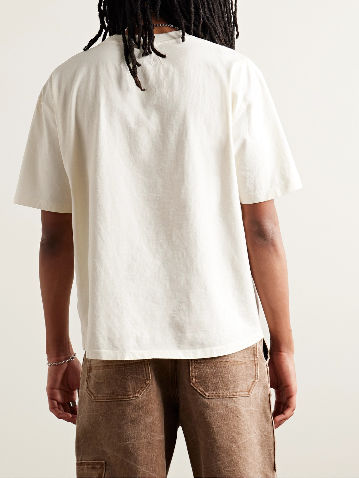 Shop Rhude Rossa Logo-print Cotton-jersey T-shirt In White