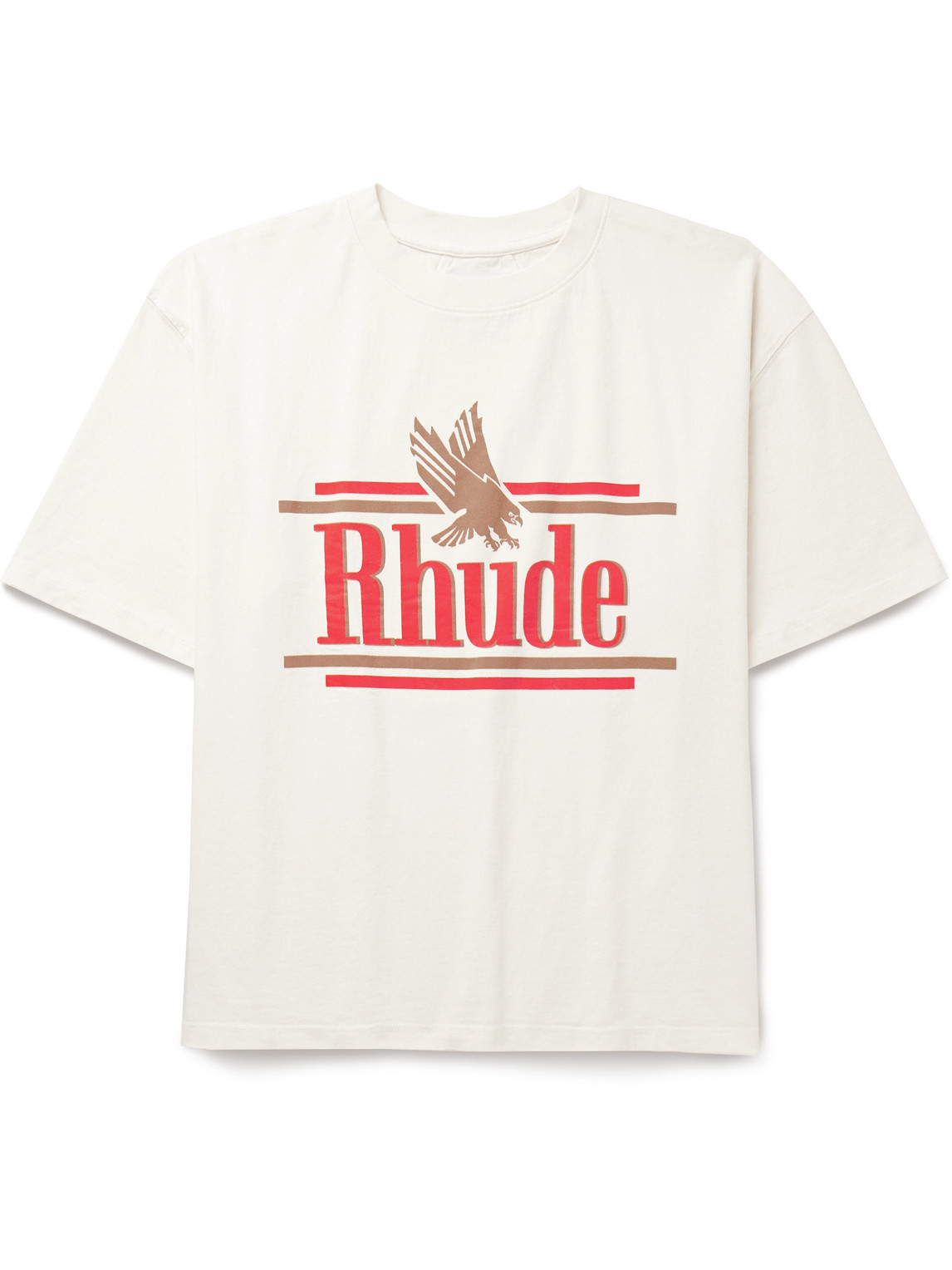 Shop Rhude Rossa Logo-print Cotton-jersey T-shirt In White