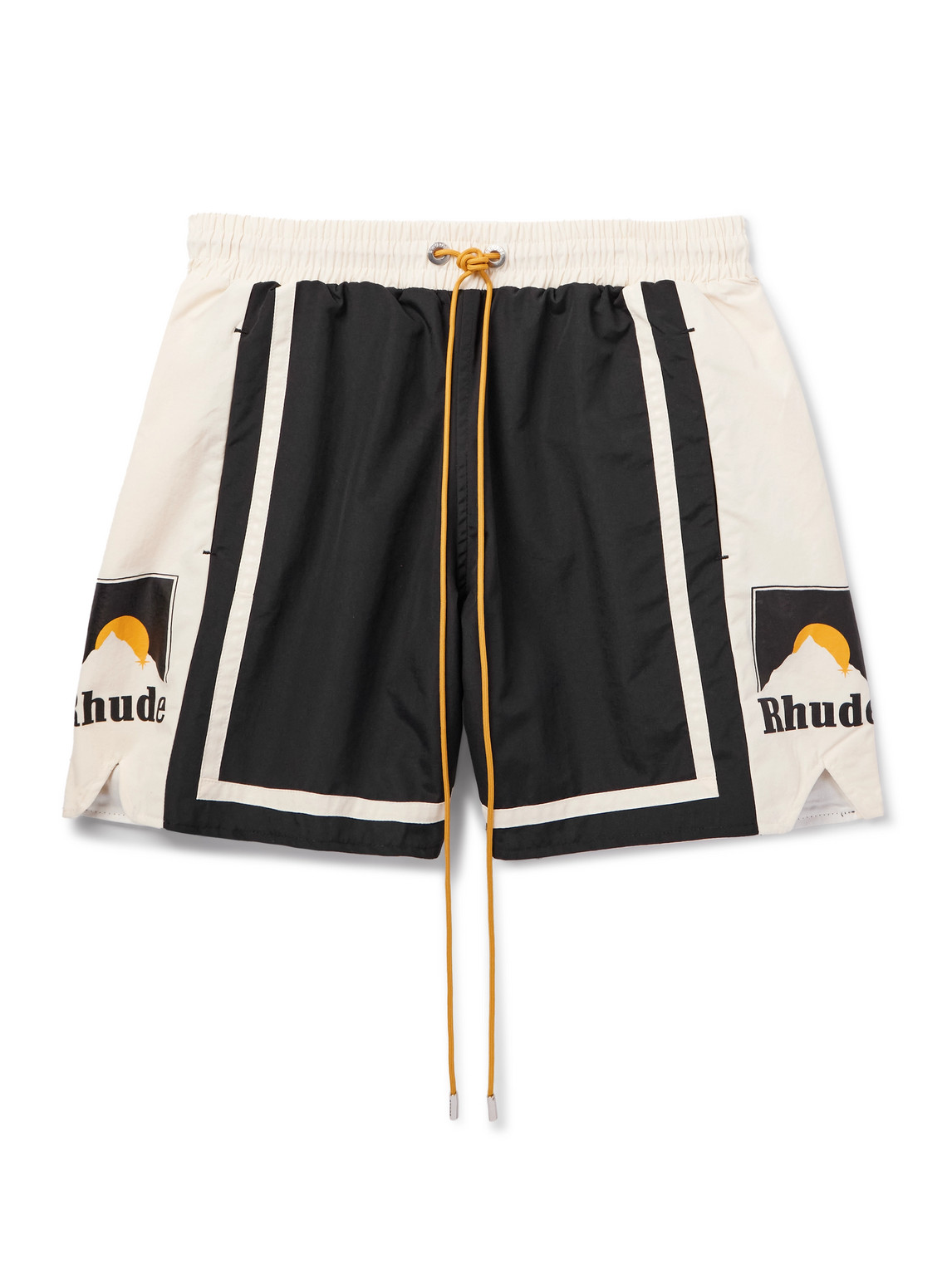 Rhude Moonlight Straight-leg Mid-length Printed Swim Shorts In Black