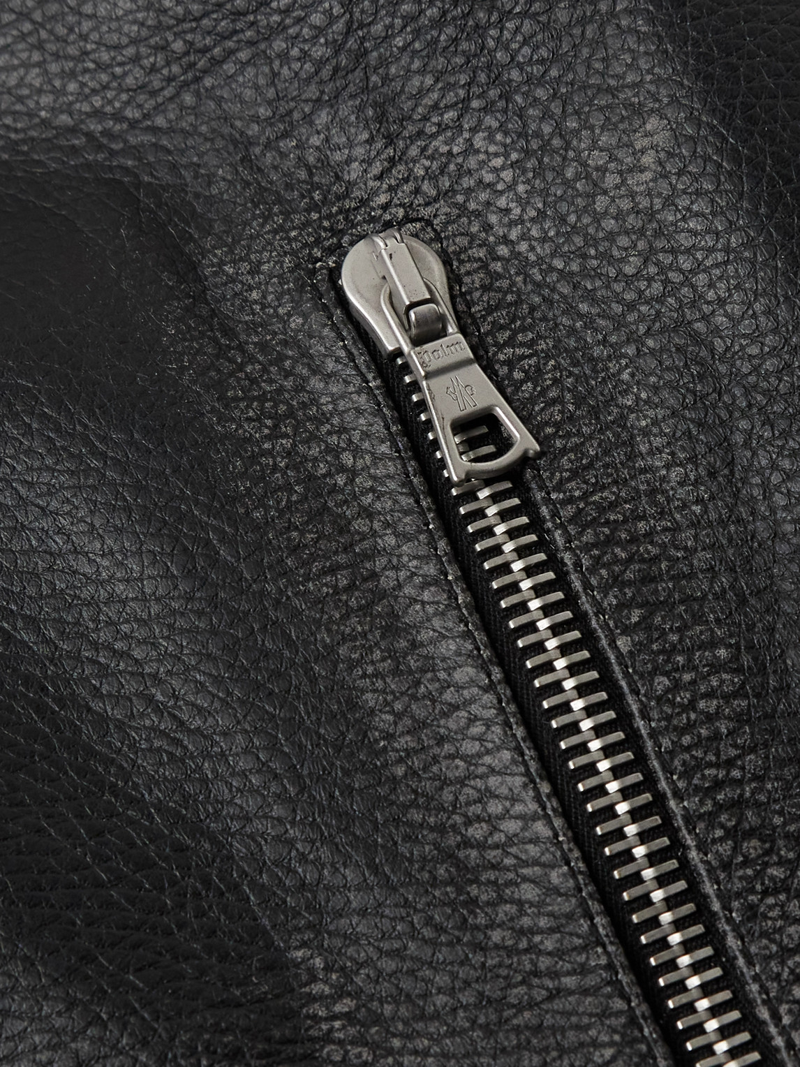 Shop Moncler Genius Palm Angels Full-grain Leather Down Jacket In Black