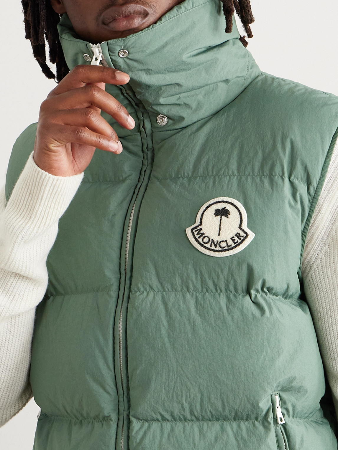 Shop Moncler Genius Palm Angels Rodmar Logo-appliquéd Quilted Shell Down Gilet In Green