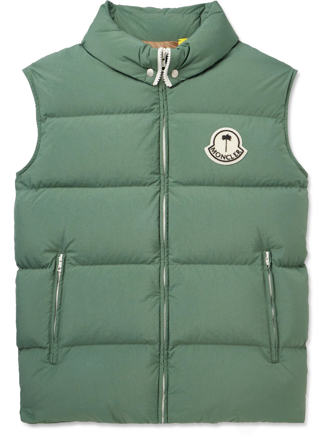 Shop Moncler Genius Palm Angels Rodmar Logo-appliquéd Quilted Shell Down Gilet In Green