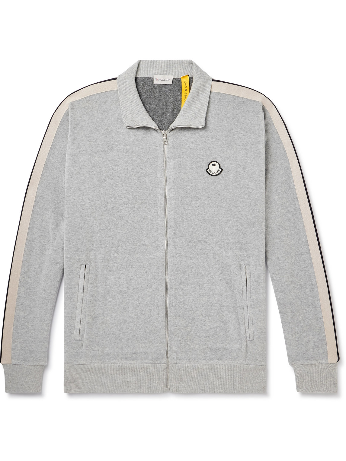 Shop Moncler Genius Palm Angels Logo-appliquéd Chenille Track Jacket In Gray