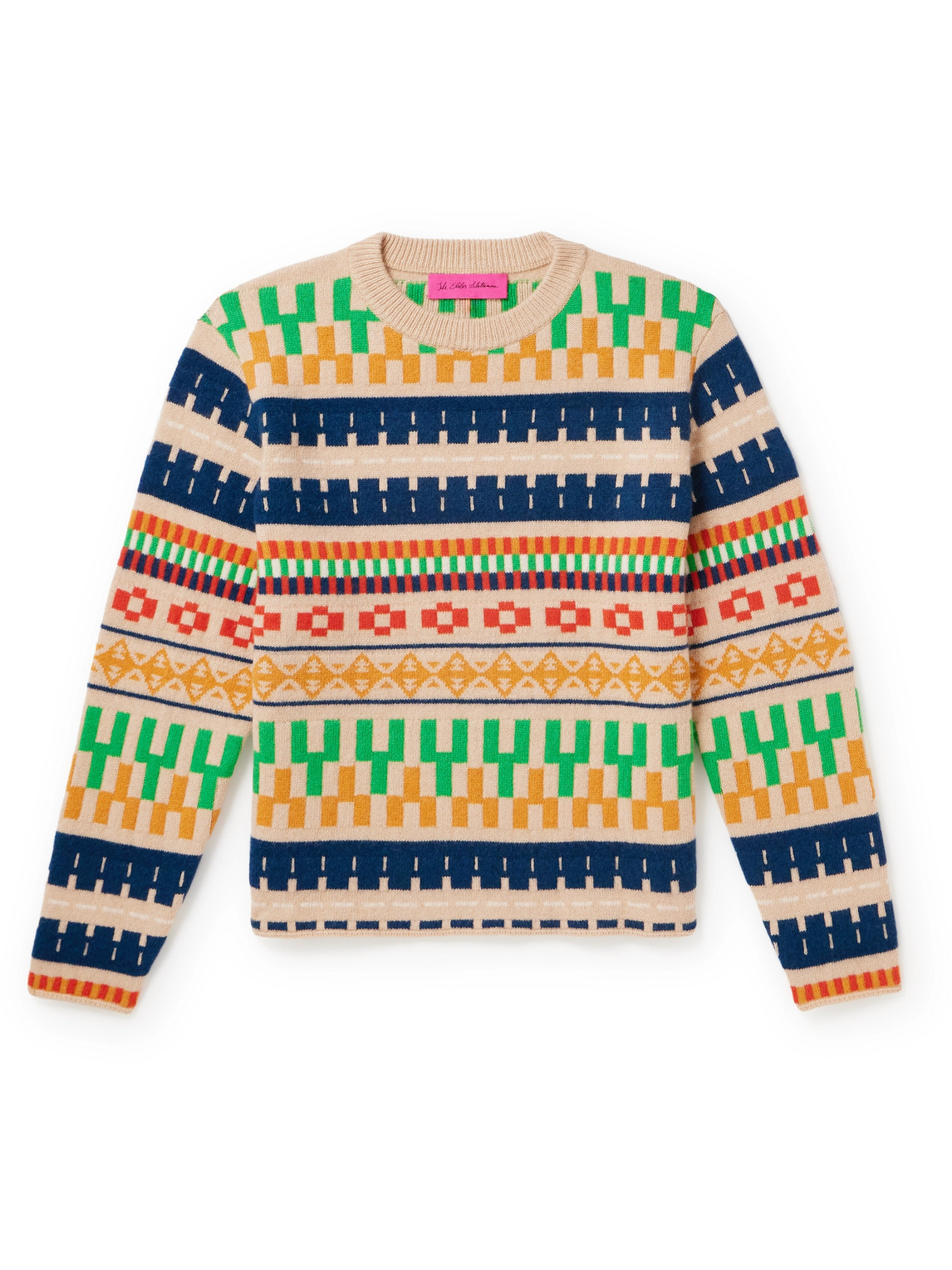 The Elder Statesman Fair Isle Cashmere Jumper In Yellow