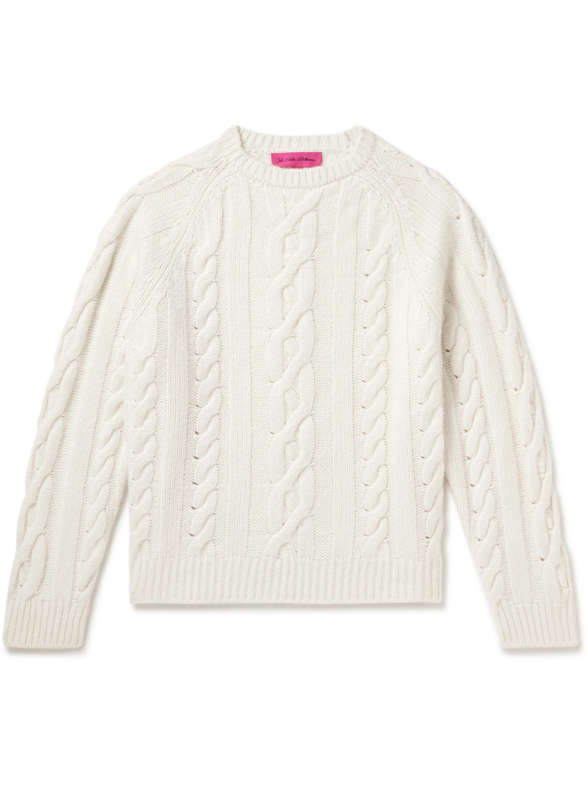The Elder Statesman Cable-knit Cashmere And Cotton-blend Sweater In White