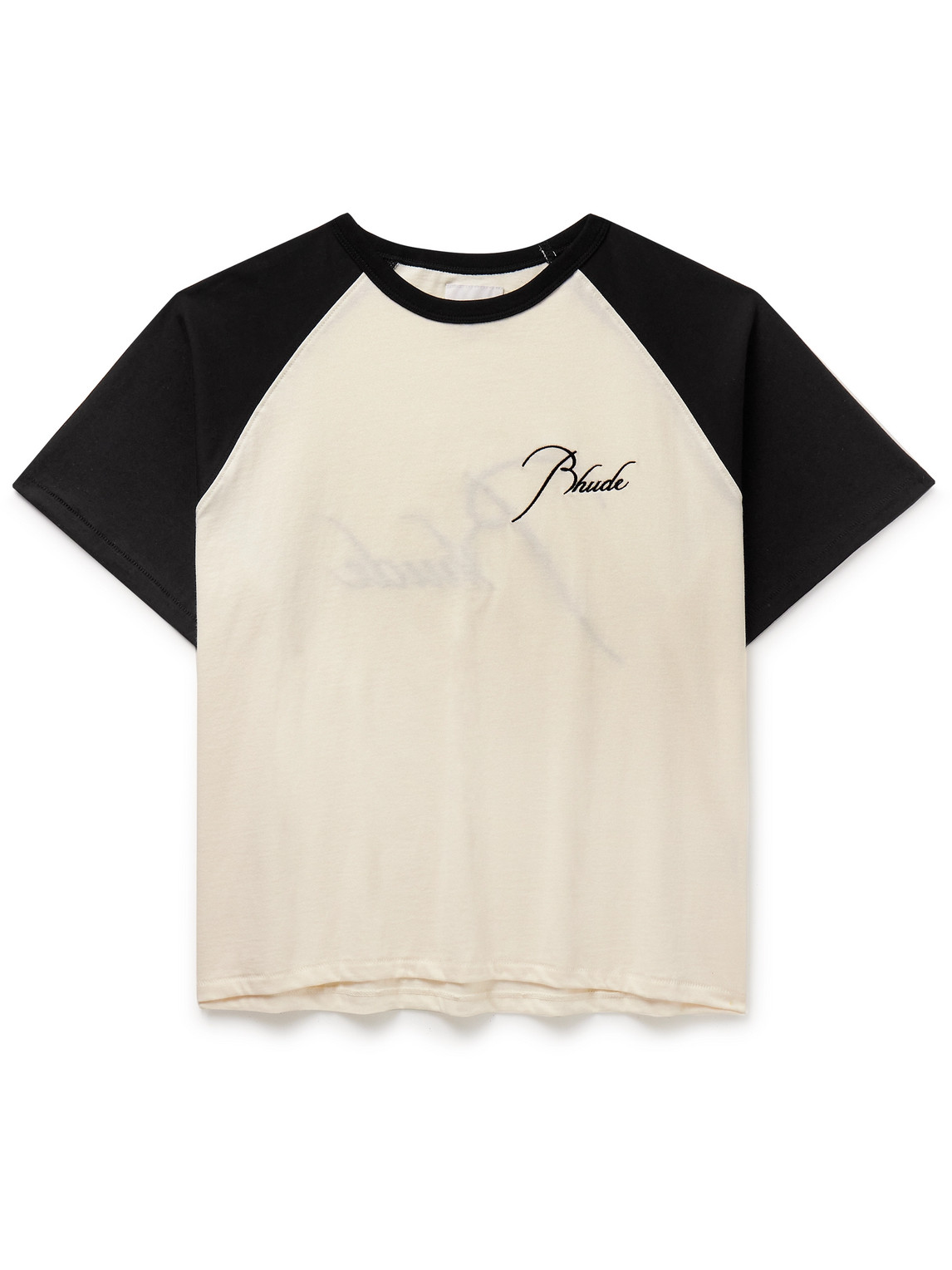 RHUDE LOGO-EMBROIDERED COLOUR-BLOCK COTTON-JERSEY T-SHIRT